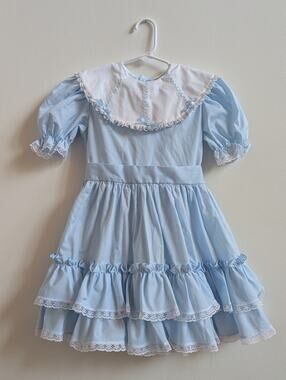 Vtg Kandy Ann Dress 6 Girls Light Pastel Blue Ruffle Frills
